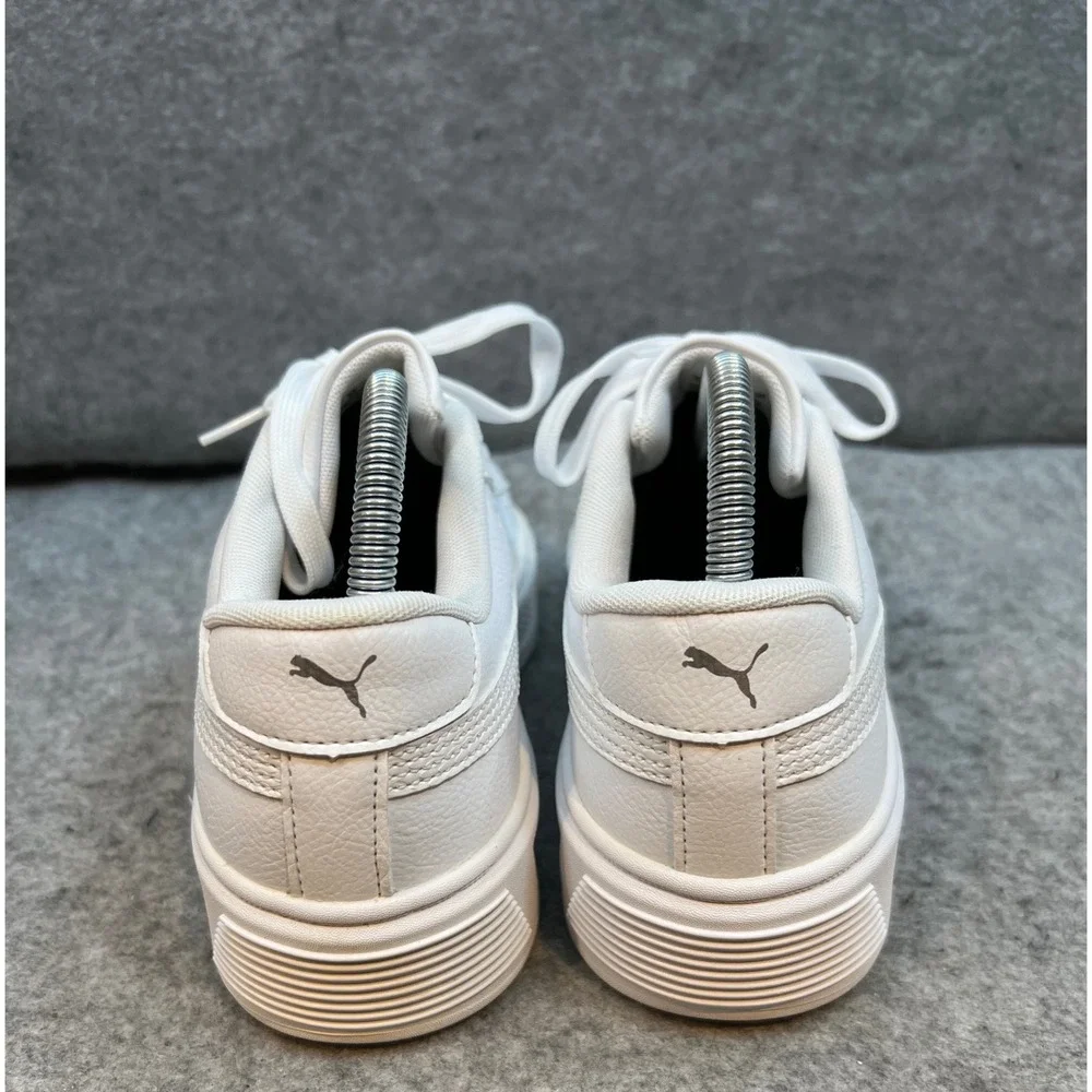 Puma White Leather Platform Sneakers Casual‎ Lace Up Shoes Classic Women's 8.5